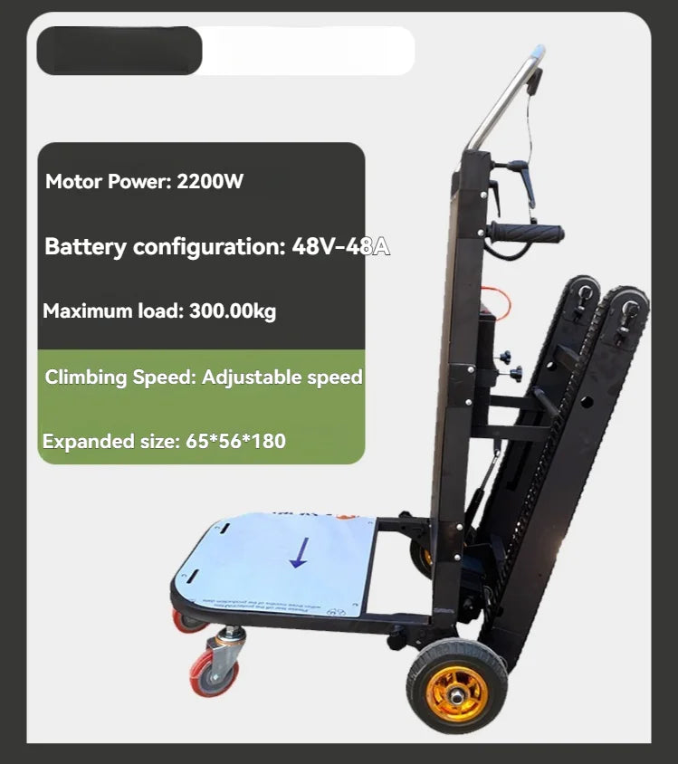 150/250/300KG 48V Folding Hand Trolley Electric Stair Climbing Vehicle Cargo Handling Cart Crawler-Type Mobile Tool