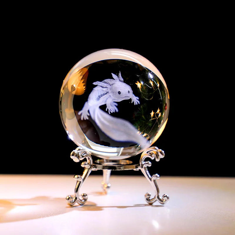 Y 3D Engraving Ferris Wheel Crystal Ball Creative Metal Bottom Support Galaxy Glass Ball Solar System Milky Way Moon Decoration