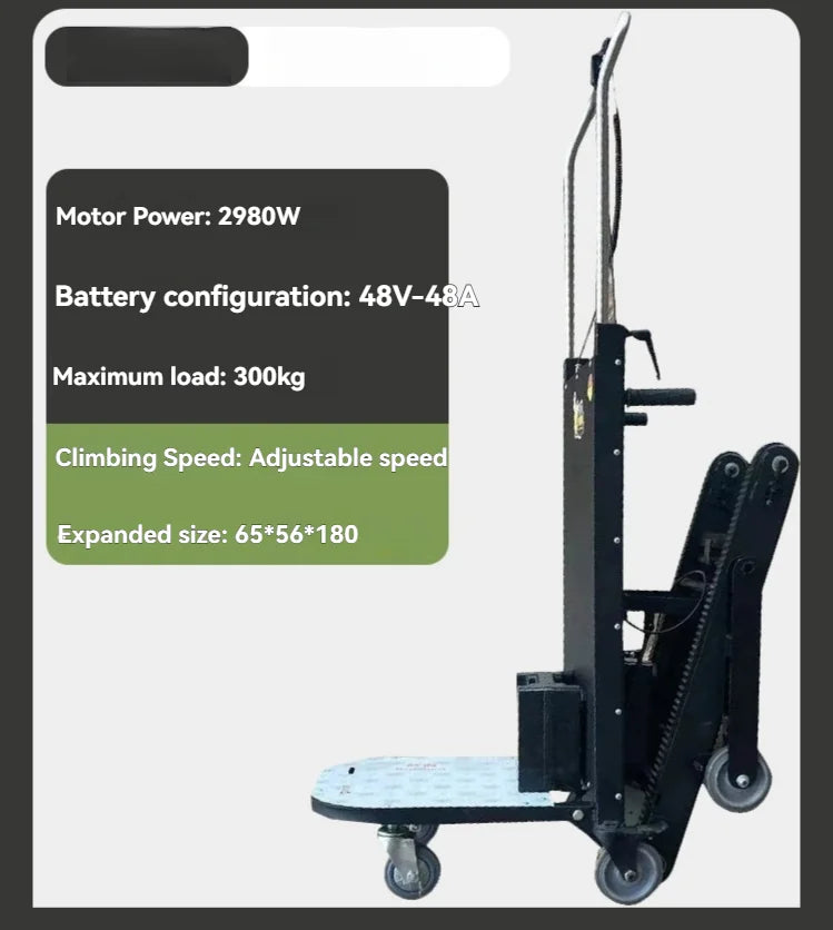 150/250/300KG 48V Folding Hand Trolley Electric Stair Climbing Vehicle Cargo Handling Cart Crawler-Type Mobile Tool
