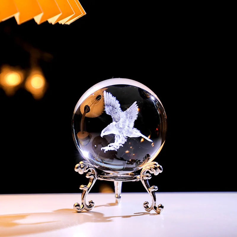 Y 3D Engraving Ferris Wheel Crystal Ball Creative Metal Bottom Support Galaxy Glass Ball Solar System Milky Way Moon Decoration