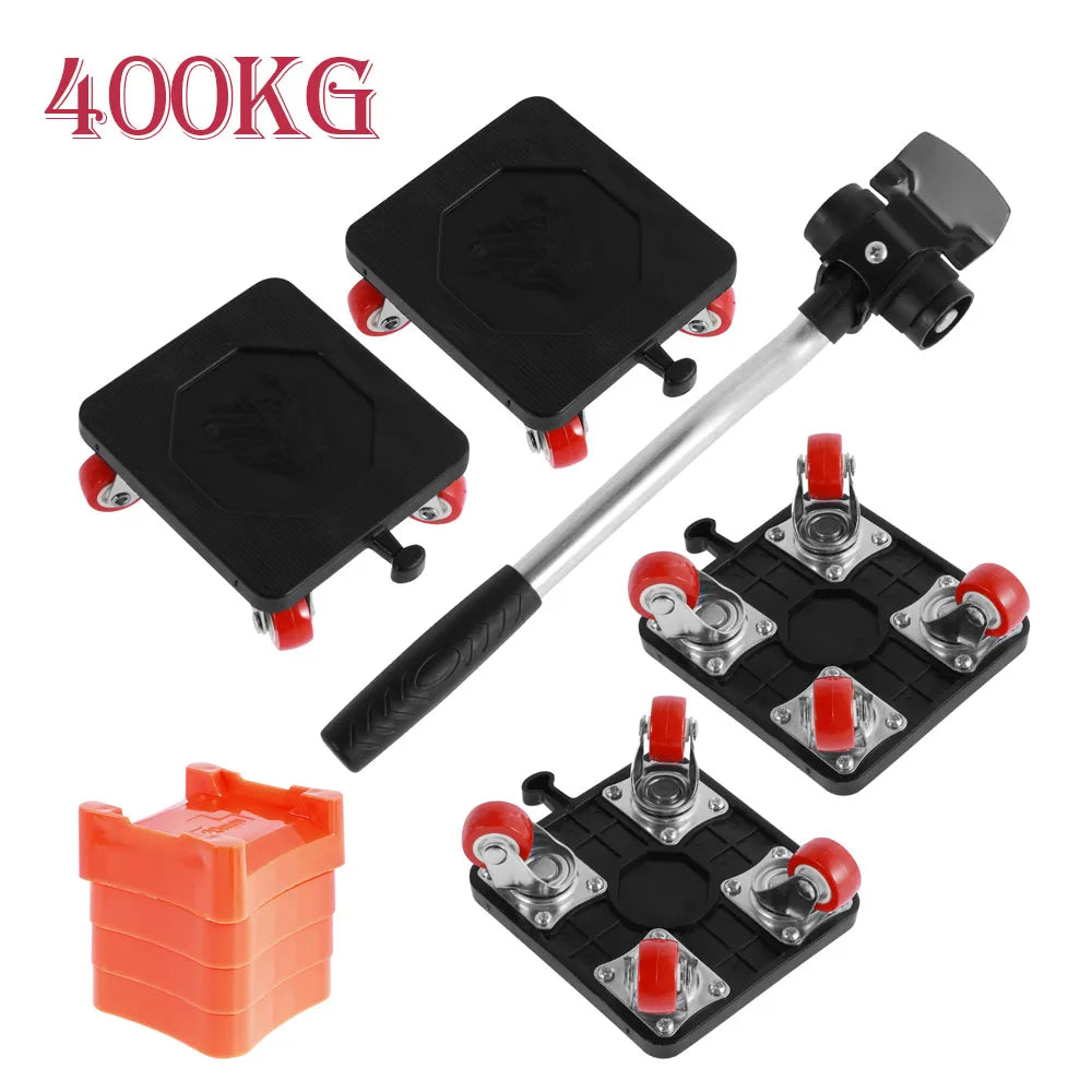 400KG Heavy Duty Furniture Lifter Transport Mover Lifter Slides Wheel Easy Furniture Mover Tool Set Wheel Roller Bar Hand Tools